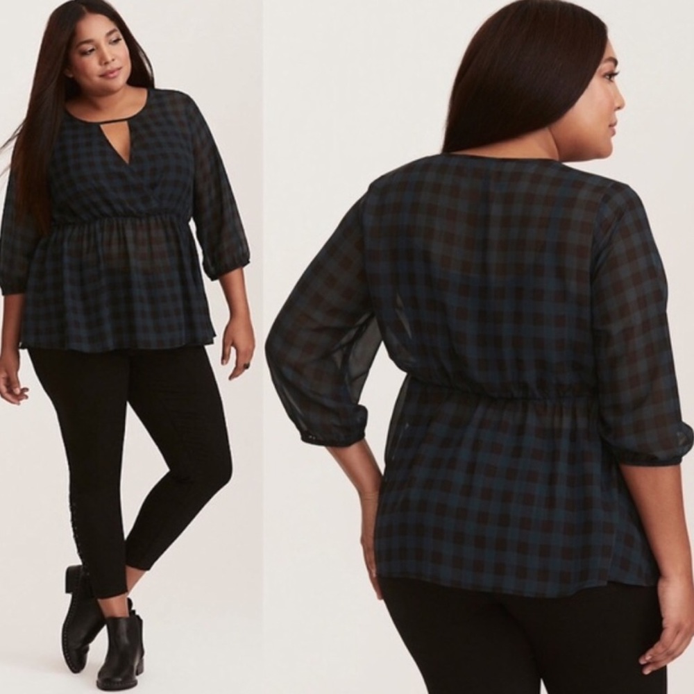 Torrid green plaid blouse 👚